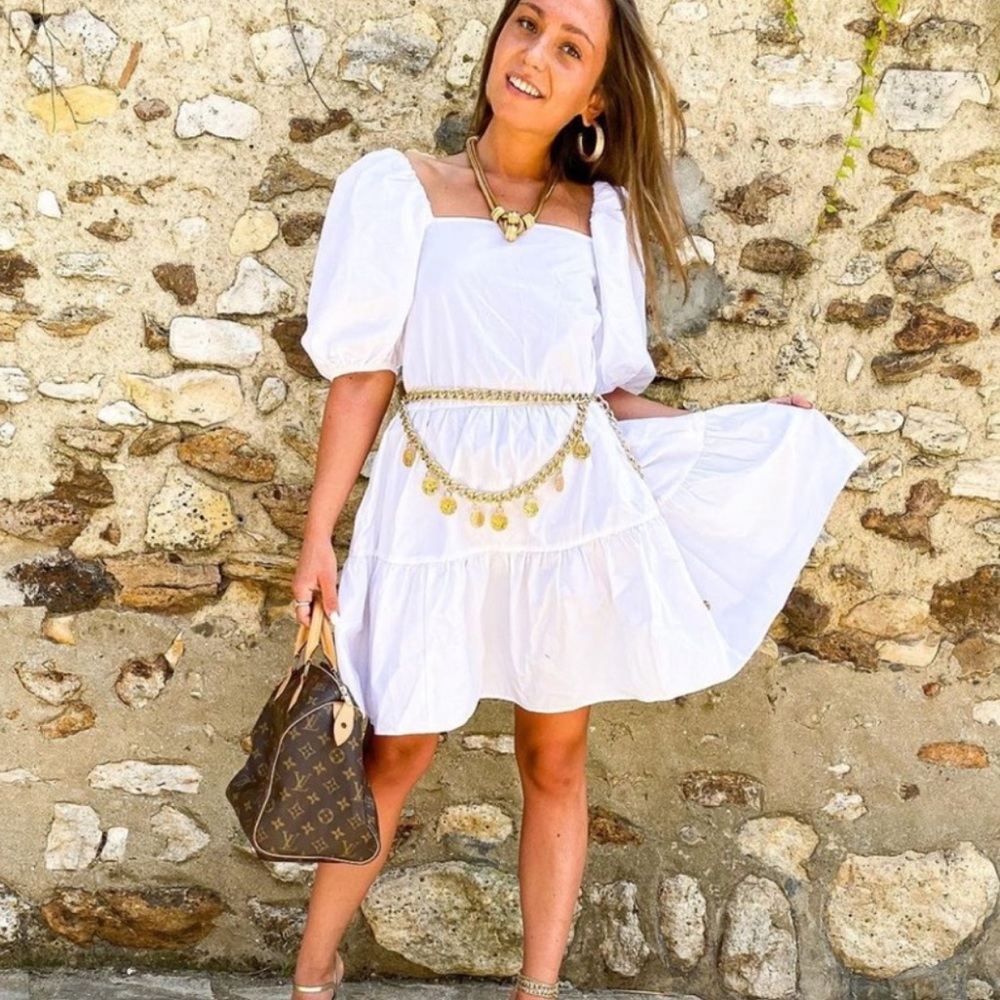 H&M Oversized Puff Sleeved Cotton A-Line DRESS - Picture 2 of 13